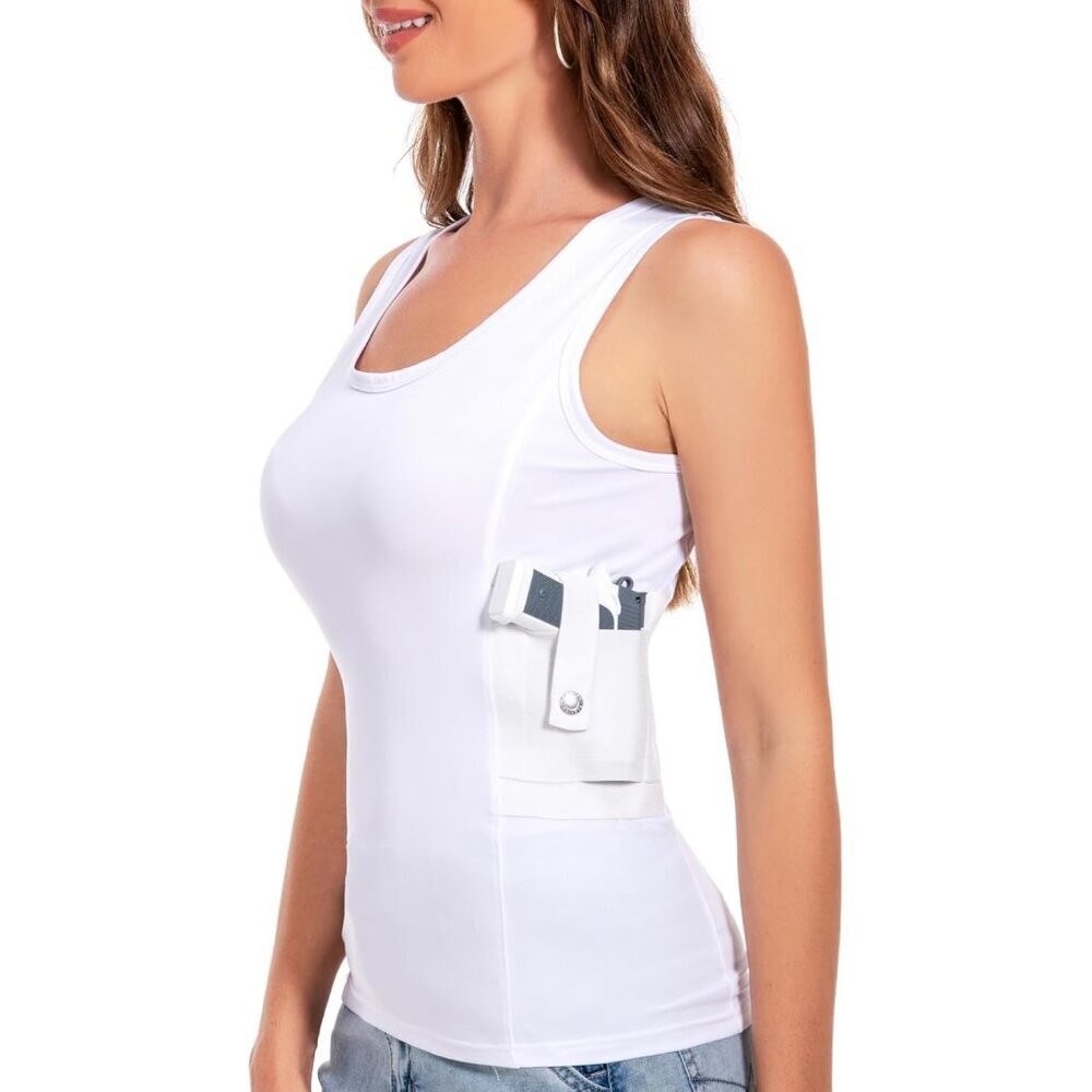 Concealed Carry Holster Tank Top Womens Compression Shirt Small White